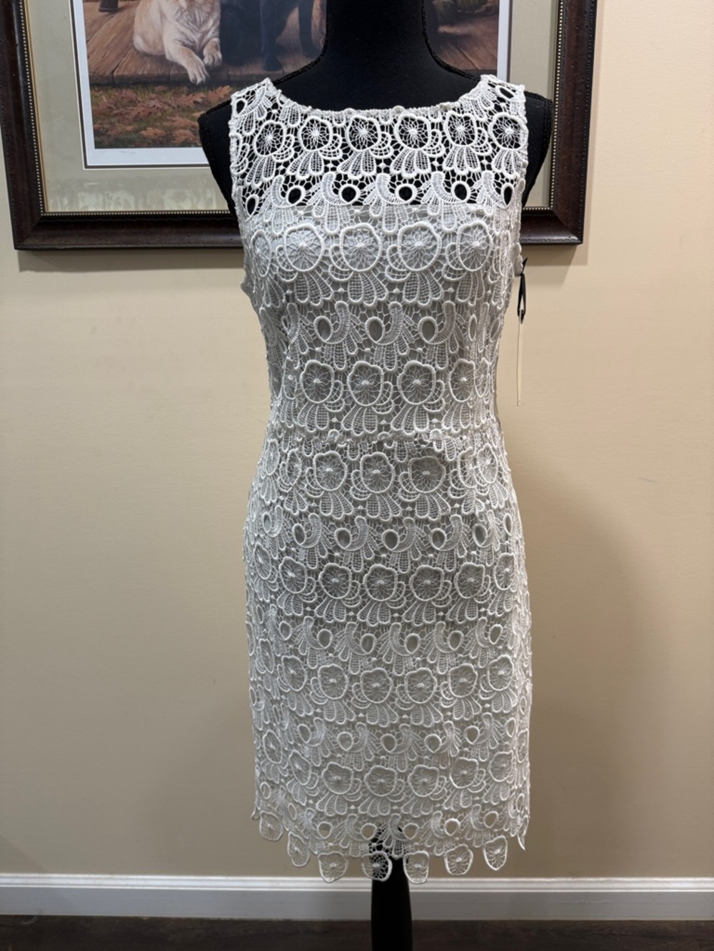 BB Dakota White Lace Midi Sheath Dress